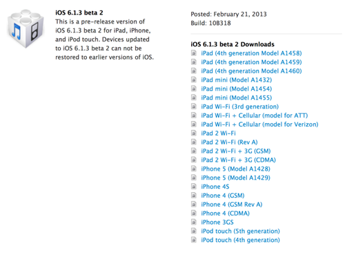 iOS 6.1.3 beta 2
